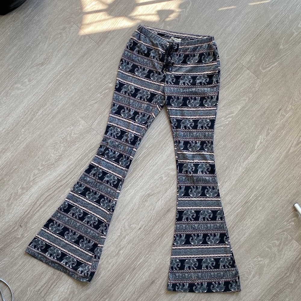 BOHO Lace up bellbottom pants